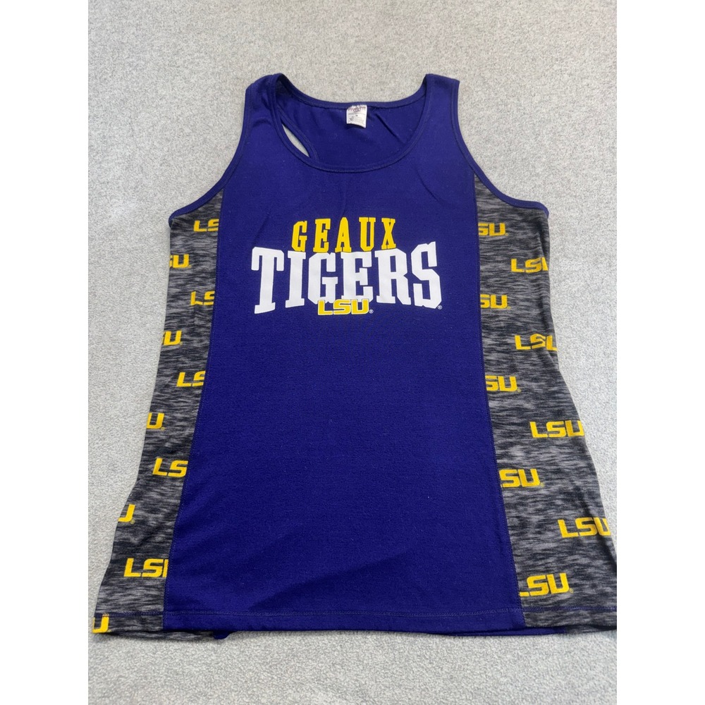LSU Geaux Tigers Tank Top Women's Medium Purple Gold Sleeveless Fan Shirt Sporty